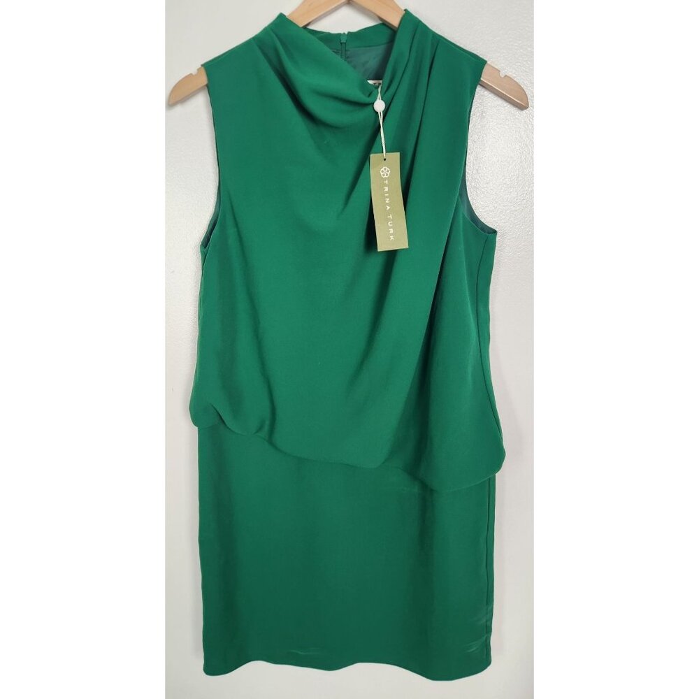 Trina Turk Women's Sz. 6 Lenaya Draped Cow Neck Mini Dress Green NWT